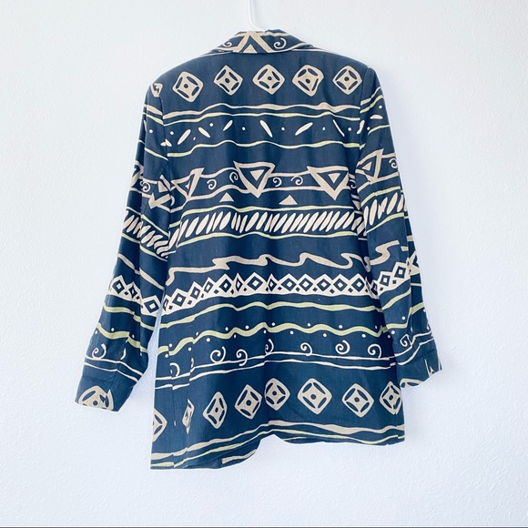 Rafaella Vintage Boho Aztec Linen Cotton Blend Single Button Oversized Blazer 10 - Picture 2 of 10
